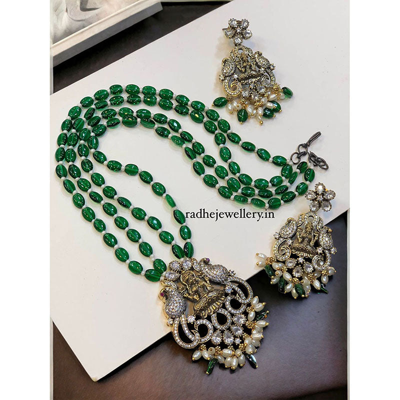 Stunning Victorian Diamond Celebrity Design Necklace Set With Emerald Mala