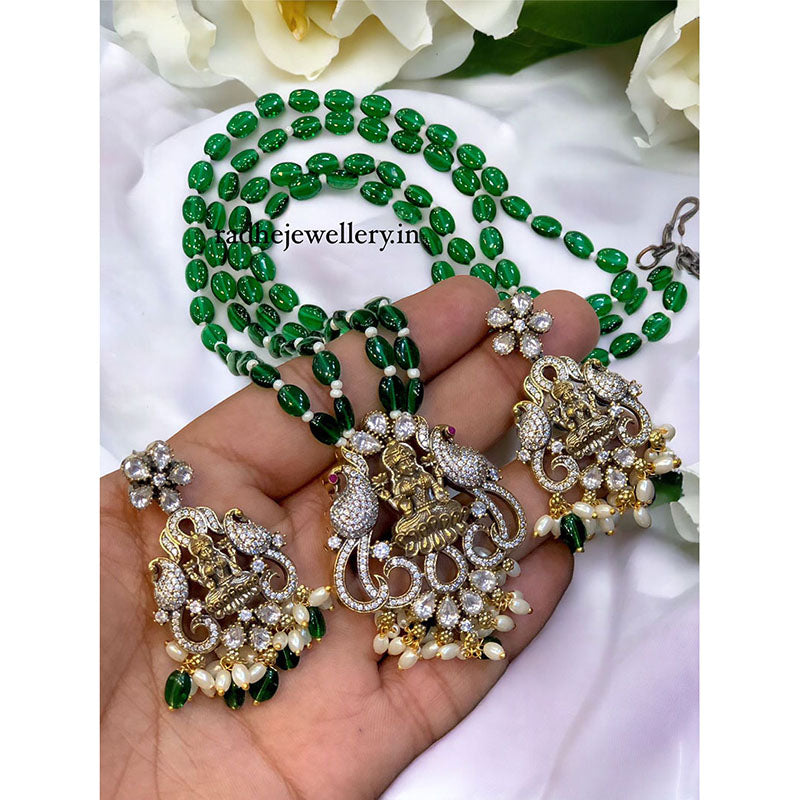 Stunning Victorian Diamond Celebrity Design Necklace Set With Emerald Mala