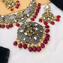 Bridal Goddess Maroon Bead Victorian Necklace