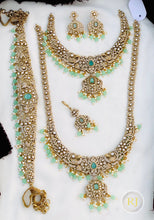 Traditional Bridal Jewelry Set – Antique Gold Finish with Ruby Red Stones & Pearl Drops