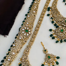 Royal Bridal victorian stone bridal jewellery set | Choker, Long Haram, Earrings & Maang Tikka | South Indian Wedding Collection