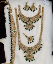 Royal Bridal victorian stone bridal jewellery set | Choker, Long Haram, Earrings & Maang Tikka | South Indian Wedding Collection