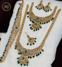 Royal Bridal victorian stone bridal jewellery set | Choker, Long Haram, Earrings & Maang Tikka | South Indian Wedding Collection