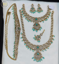 Royal Bridal victorian stone bridal jewellery set | Choker, Long Haram, Earrings & Maang Tikka | South Indian Wedding Collection