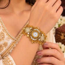 Royal Antique Gold Tone Designer Watch Bracelet with AD Stone Detailing
