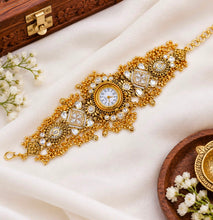Royal Antique Gold Tone Designer Watch Bracelet with AD Stone Detailing