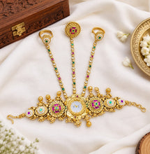 Royal Antique Multicolor Stone Designer Watch Hathphool Set
