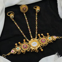 Royal Antique Multicolor Stone Designer Watch Hathphool Set