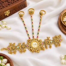 Antique Gold Tone Multicolor Stone Designer Watch Hathphool