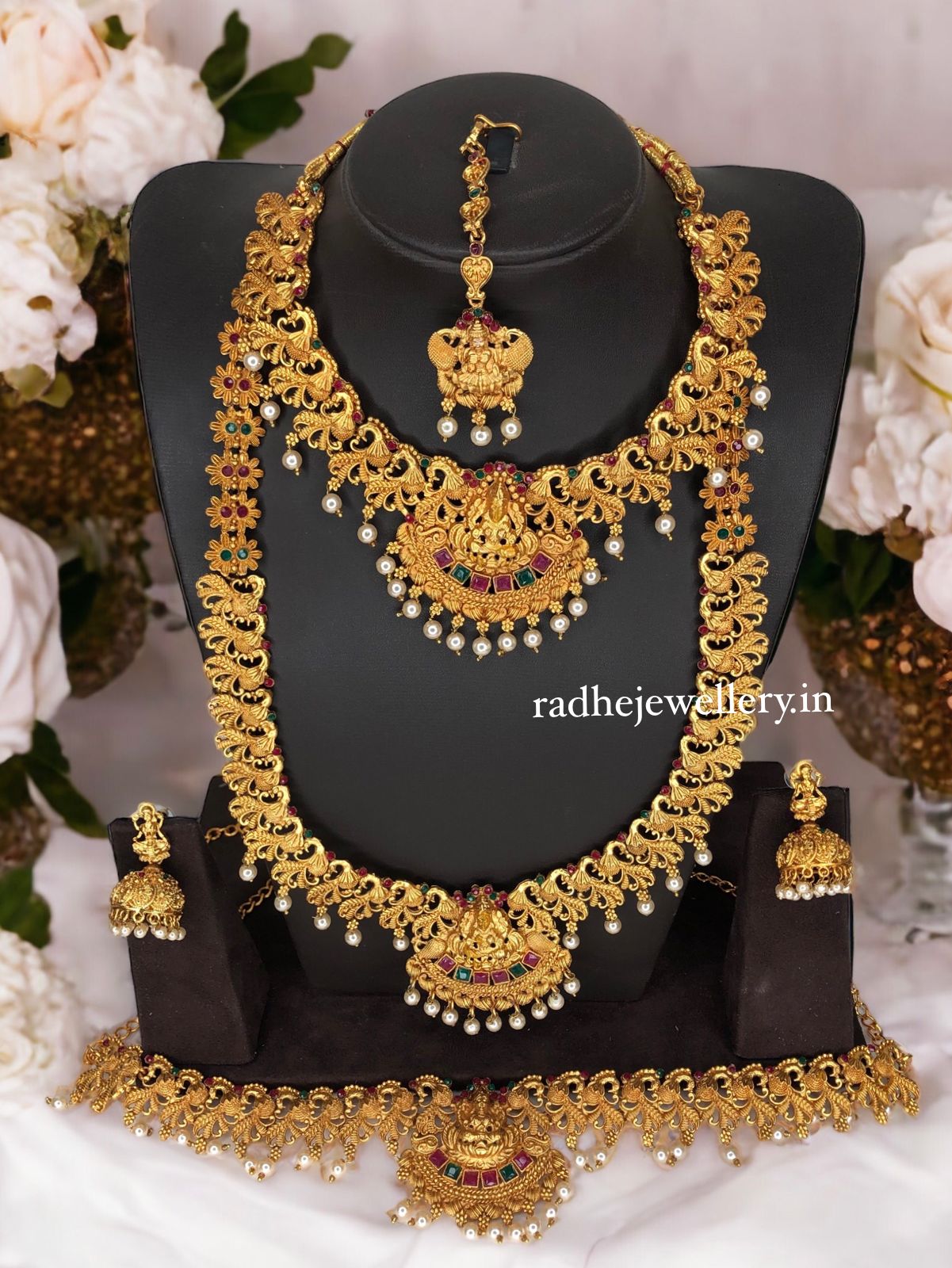 South Indian Bridal Women Necklace Set / temple jewellery set / Semi Bridal Jewellery / Bridal jewellery set