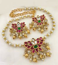 Ruby Stone Pearl neckpiece set