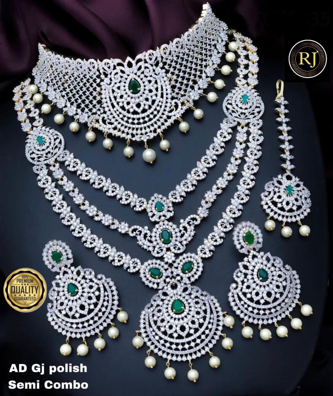 American Diamond High Quality Choker and haram  necklace set, Indian Bridal jewellery| Ad stone Necklace Set for Women