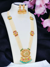 Kundan long haram/Kundan Jadau Grand Haram/ Kundan Jadau/ Wedding Jewelry/long haram/Kundan Long Green Necklace Set