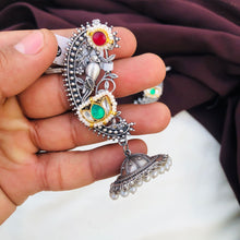 Classic Ear Cuffs with Kundan Jadau Oxidised Earring Design