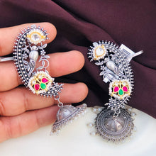 Classic Ear Cuffs with Kundan Jadau Oxidised Earring Design