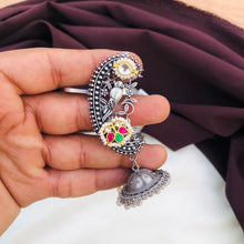 Classic Ear Cuffs with Kundan Jadau Oxidised Earring Design