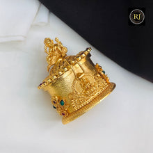 Exquisite Gold-Plated Ganesh Kumkum Box with Ruby & Emerald Accents