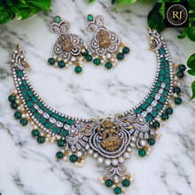 Royal Antique Goddess Temple Necklace Set with Ruby-Red Drops