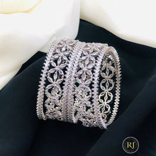 Luxury Floral CZ Stone Bangles Set with Ruby Accents | Designer Party Wear Jewelry