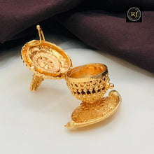 Gold Plated Ram Darbar Kumkum Box | Designer Sindoor Dani | Temple Jewellery Pooja Gift