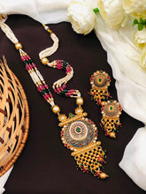 Royal Antique Multi-Bead Long Pendant Necklace Set