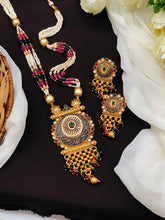 Royal Antique Multi-Bead Long Pendant Necklace Set