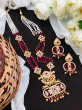 Multicolor Gold Plated Jadau Kundan Necklace Set