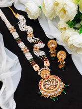 Royal Pearl Long Pendant Necklace Set with Earrings