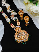 Royal Pearl Long Pendant Necklace Set with Earrings