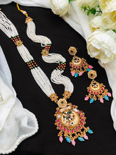 Royal Pearl Long Pendant Necklace Set with Earrings