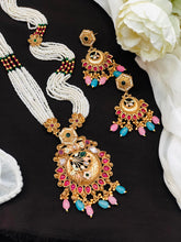 Royal Pearl Long Pendant Necklace Set with Earrings