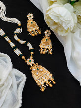 Elegant Pearl Long Pendant Necklace Set with Earrings