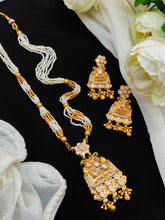 Elegant Pearl Long Pendant Necklace Set with Earrings