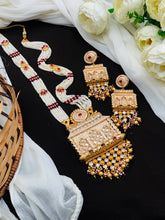 Elegant Pearl Long Pendant Necklace Set with Earrings