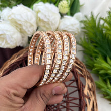 Gold Square Stone Bangles Set for Women | Premium AD Stone Designer Bangles (Set of 4)