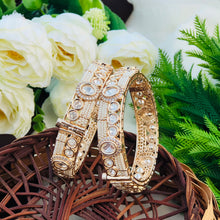 Premium Pearl AD Stone Gold-Plated Bangles Set