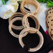 Gold Plated Pearl & Ruby AD Stone Designer Bangles Set