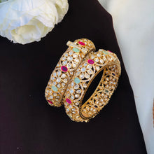 Gold Plated Multicolor Kundan Designer Bangles Set