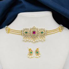 Premium AD Stone Necklace Set with Matching Earrings