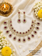 Premium Ruby Stone Floral Necklace Set with Matching Earrings