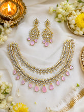 Premium Ruby Stone Floral Necklace Set with Matching Earrings