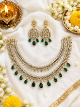 Premium Ruby Stone Floral Necklace Set with Matching Earrings