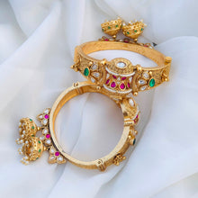 Royal Emerald & Ruby Kundan Antique Statement Bangle Set