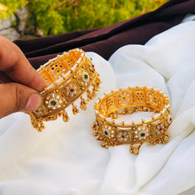 Rajwadi Openable Jadau Bangles/ White beads jadau stone Kada / Indian Bridal bangle