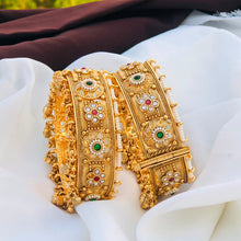 Rajwadi Openable Jadau Bangles/ White beads jadau stone Kada / Indian Bridal bangle