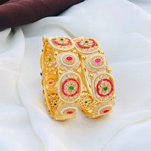Royal Pink & Emerald Kundan Pearl Designer Bangles