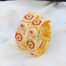 Royal Pink & Emerald Kundan Pearl Designer Bangles