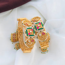 Royal Green & Pink Meenakari Kundan Pearl Designer Bangle Set