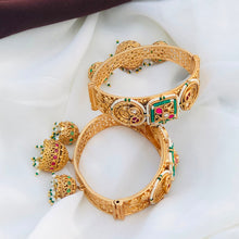 Royal Green & Pink Meenakari Kundan Pearl Designer Bangle Set