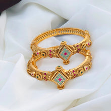 Royal Antique Ruby & Emerald Kundan Heritage Designer Bangle Set